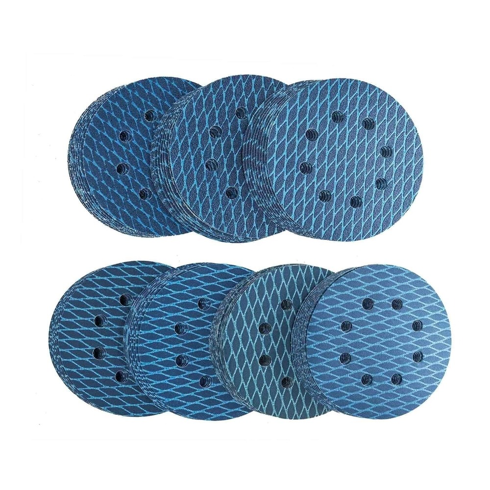 Fish Scale Sandpaper 5 Inch 8 Hole Sanding Disc Hook and Loop Pads Sand Paper 60